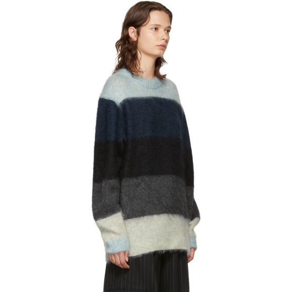 Acne Studios Blue & Grey Striped Albah Mohair Sweater - Picture 2 of 6